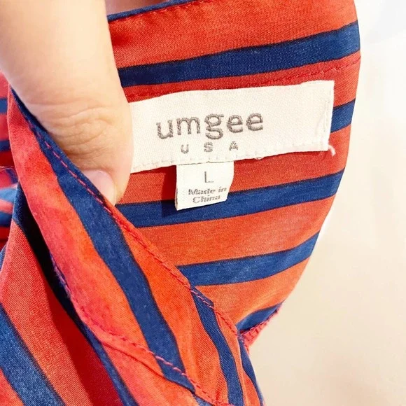 Umgee Tie Front Striped Blouse Orange Size Large - Picture 9 of 11